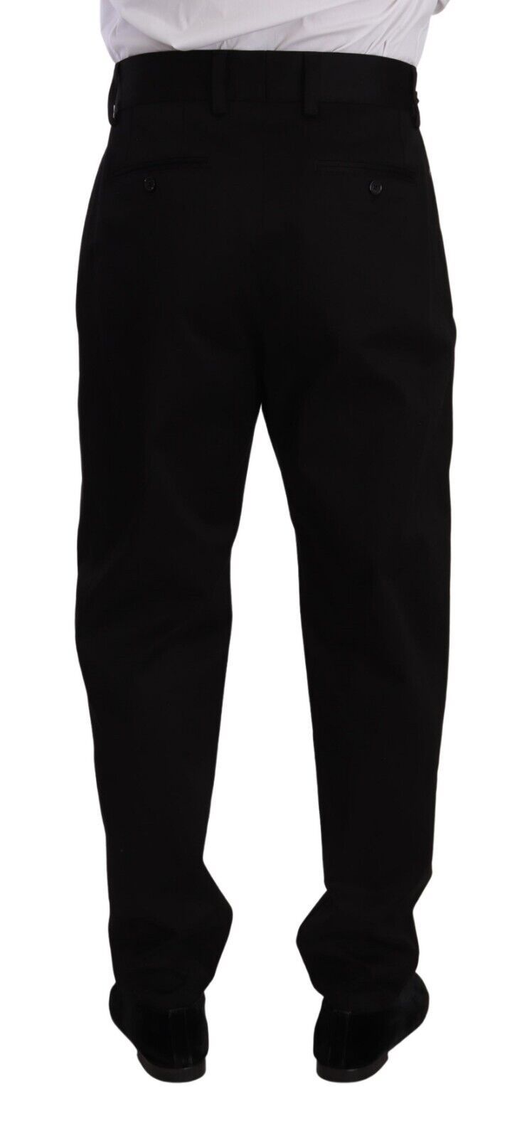 Dolce & Gabbana Black Cotton High Waist Men Trouser Dress Men's Pants