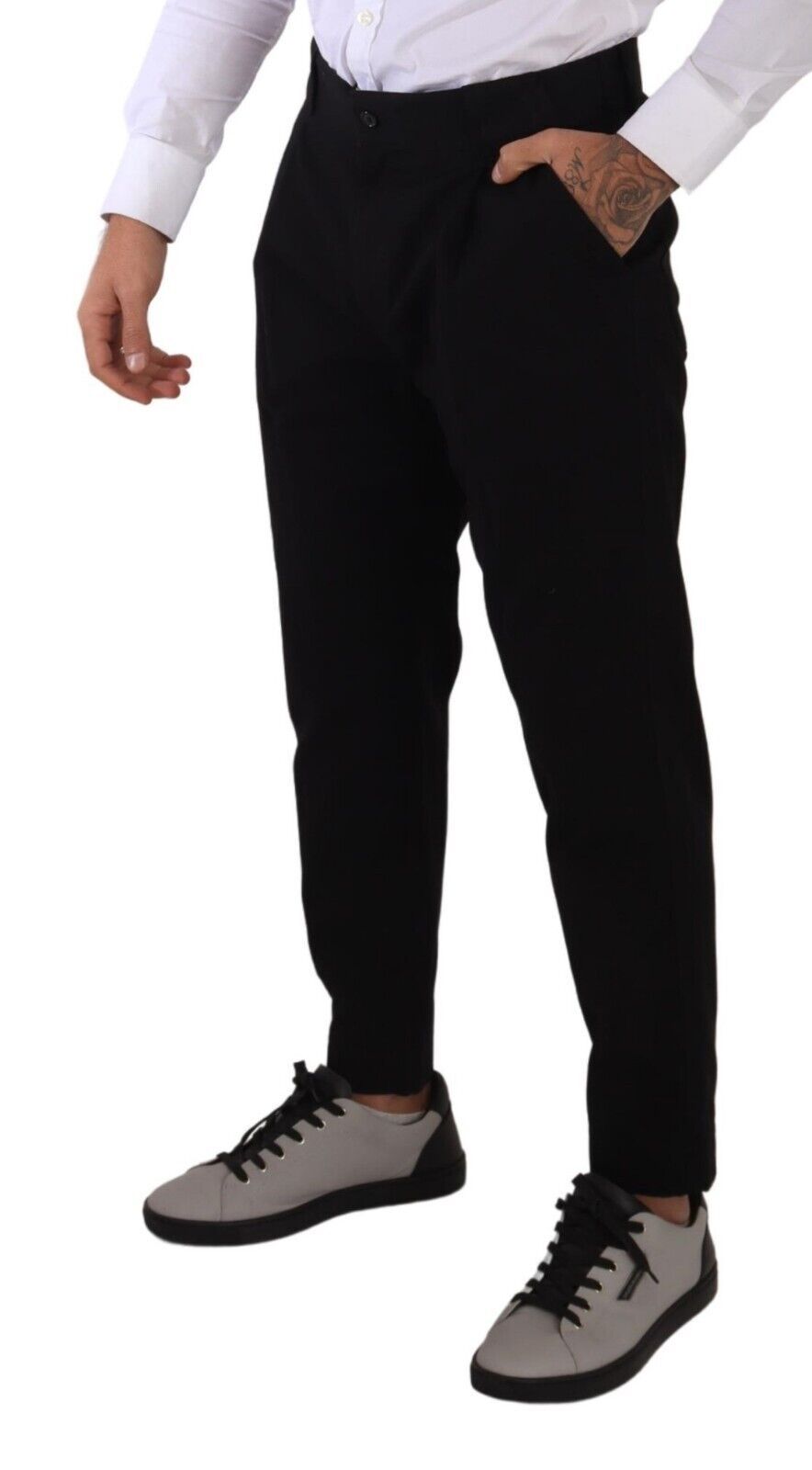Dolce & Gabbana Black Cotton Stretch Chinos Trouser Men's Jeans