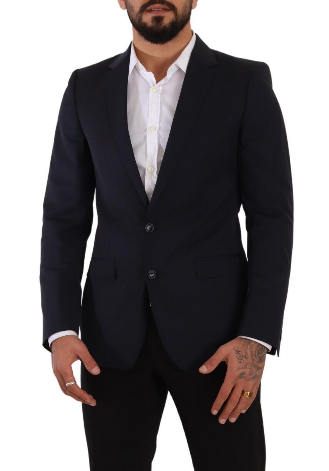 Dolce & Gabbana Dark Blue Single Breasted Coat MARTINI Men's Blazer