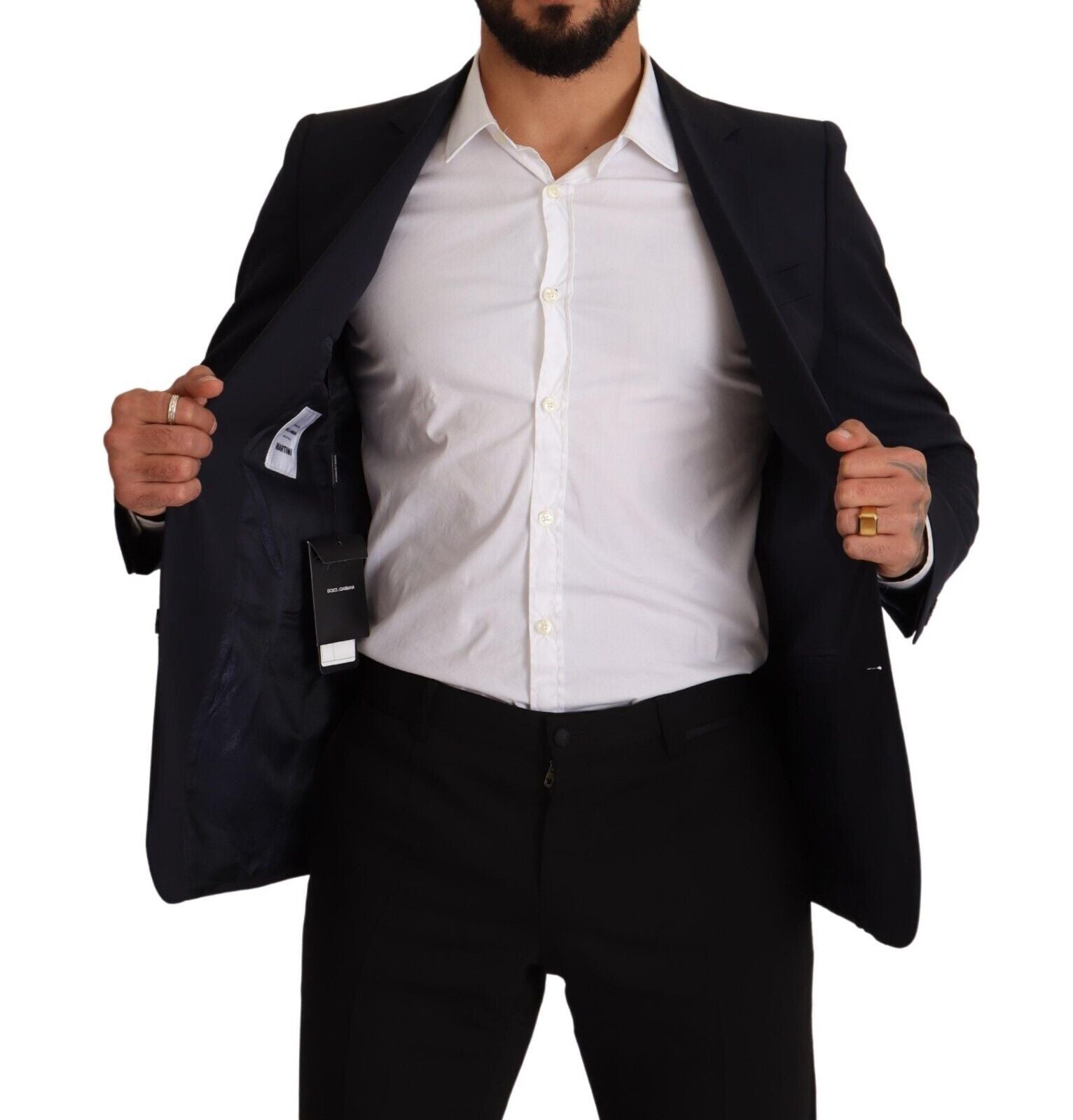 Dolce & Gabbana Dark Blue Single Breasted Coat MARTINI Men's Blazer