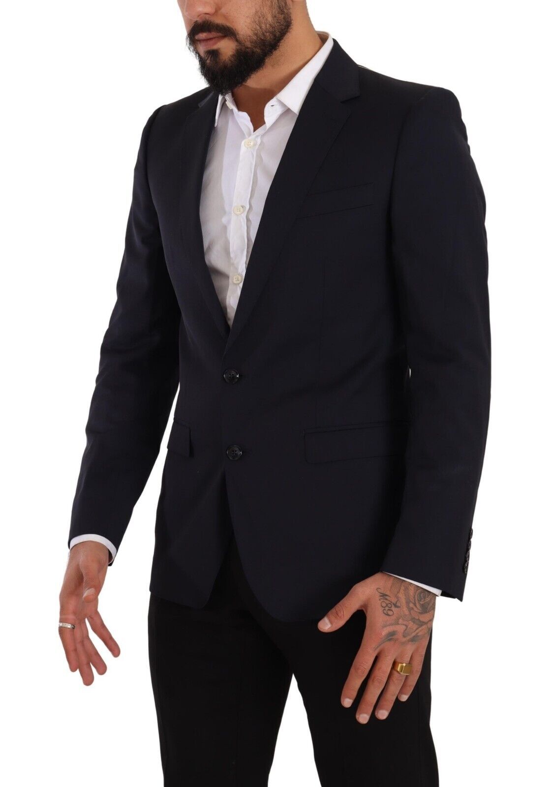 Dolce & Gabbana Dark Blue Single Breasted Coat MARTINI Men's Blazer