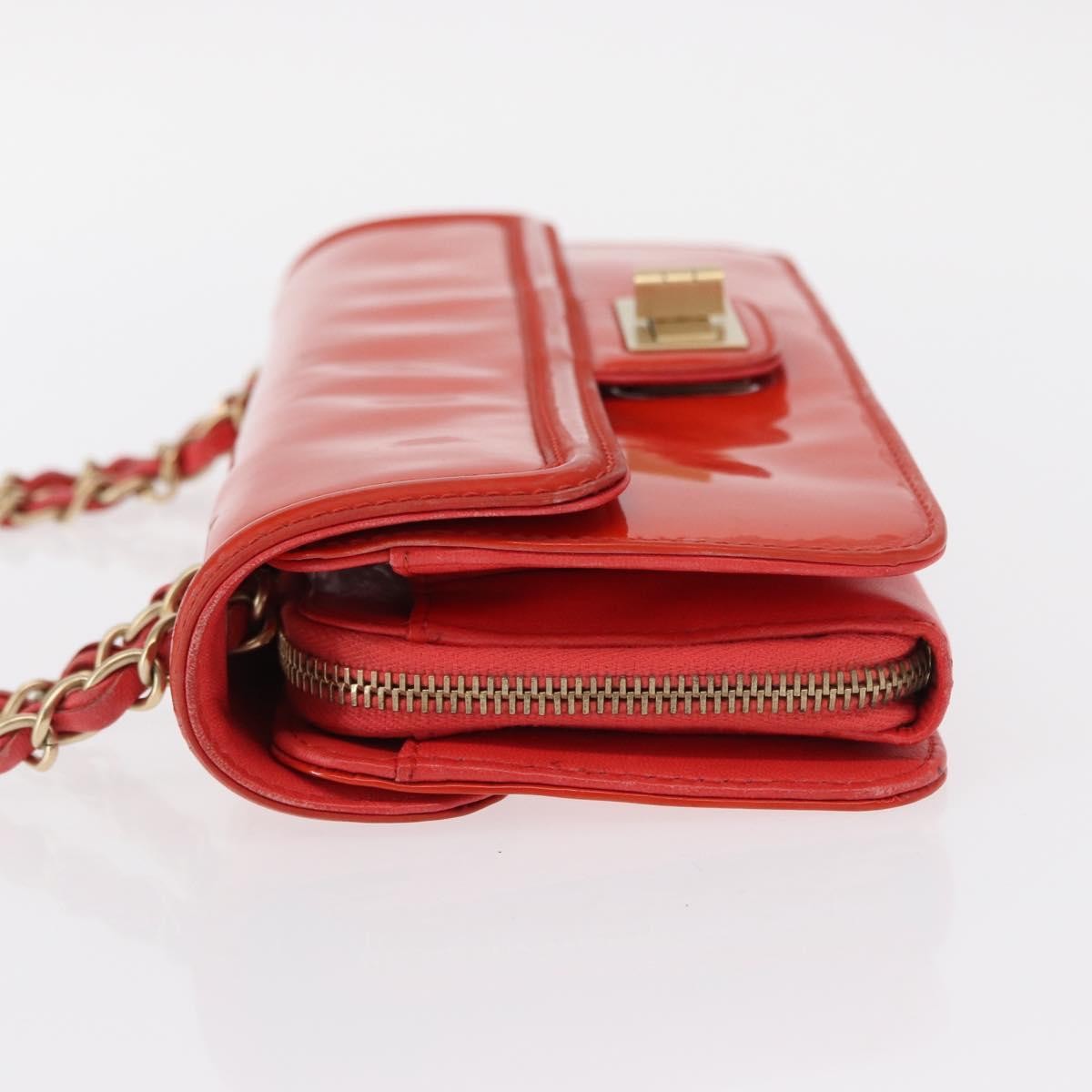 Chanel Mademoiselle Lock Flap Quilted Lambskin Orange Patent_Leather Shoulder Bag Bag (Pre-Owned)