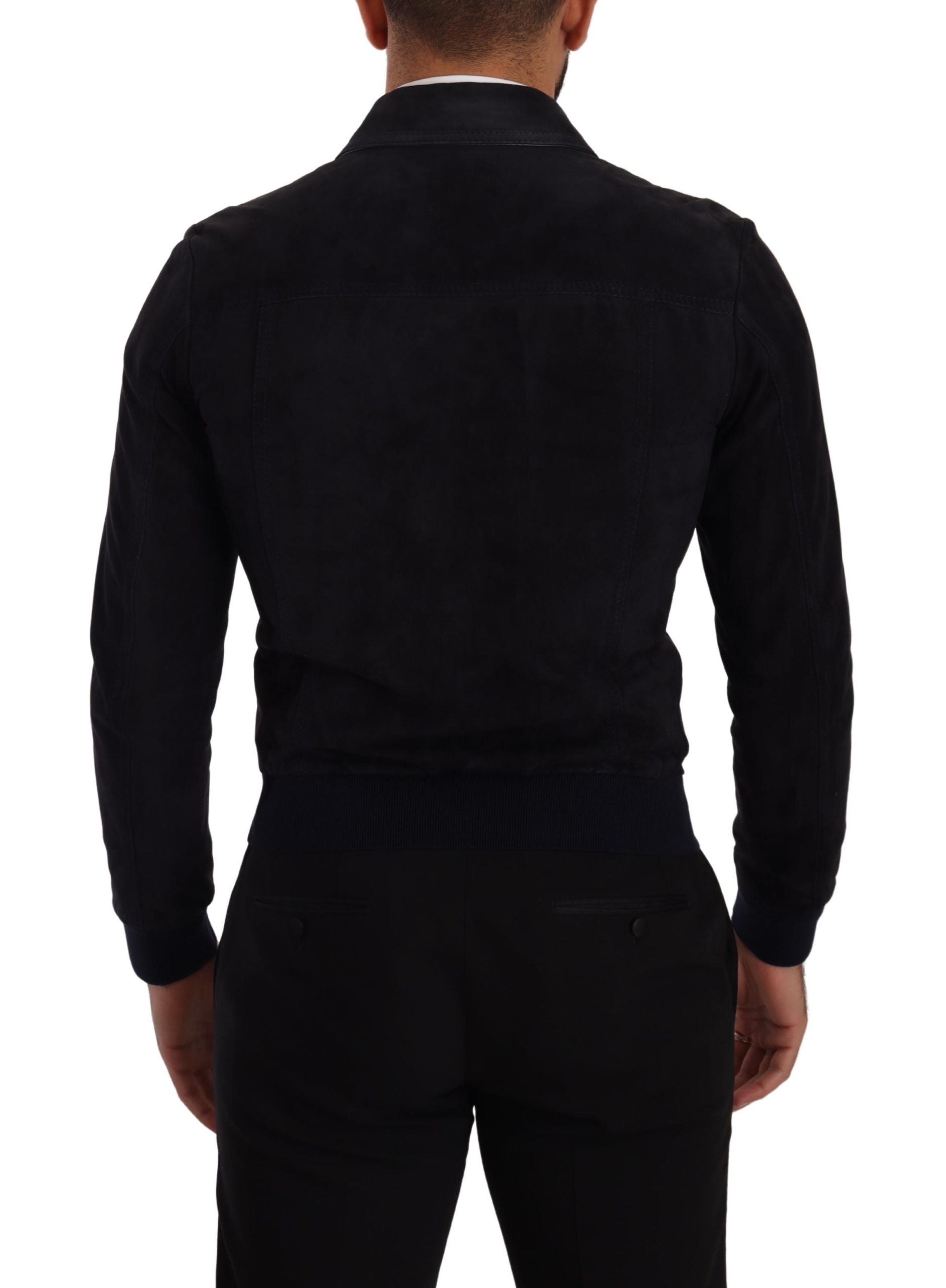 Dolce & Gabbana Elegant Blue Suede Short Men's Jacket