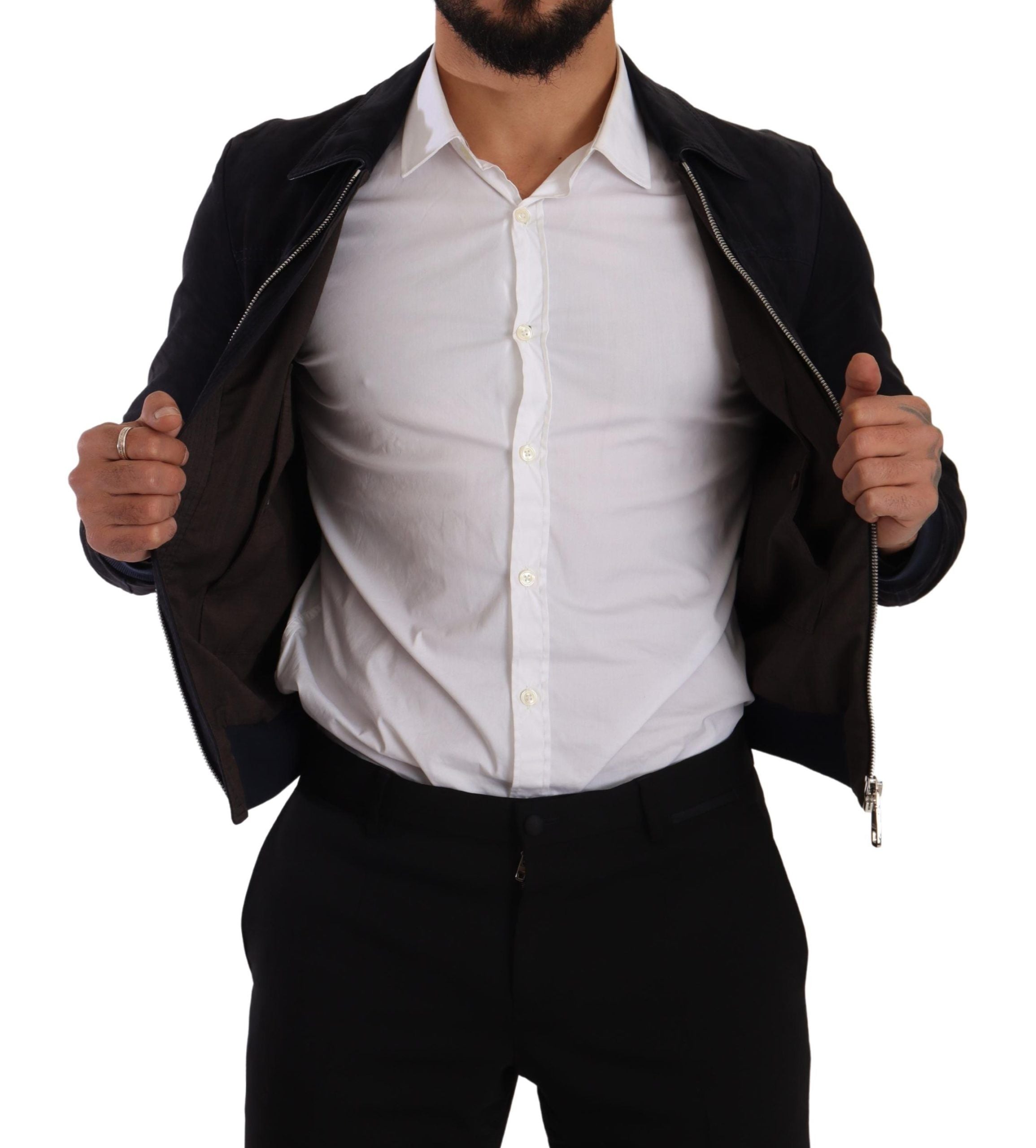 Dolce & Gabbana Elegant Blue Suede Short Men's Jacket