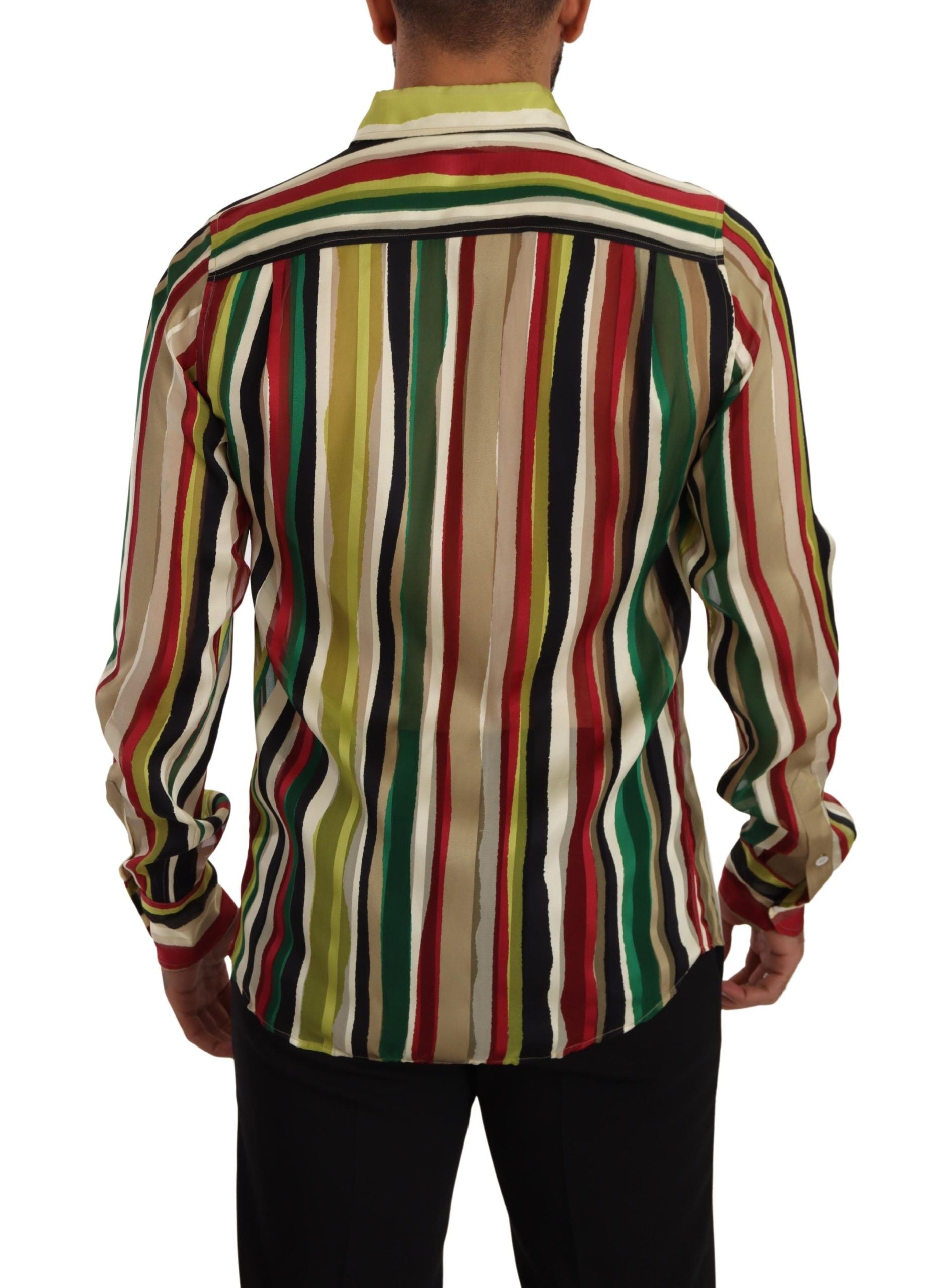 Dolce & Gabbana Elegant Multicolor Striped Silk Blend Men's Shirt