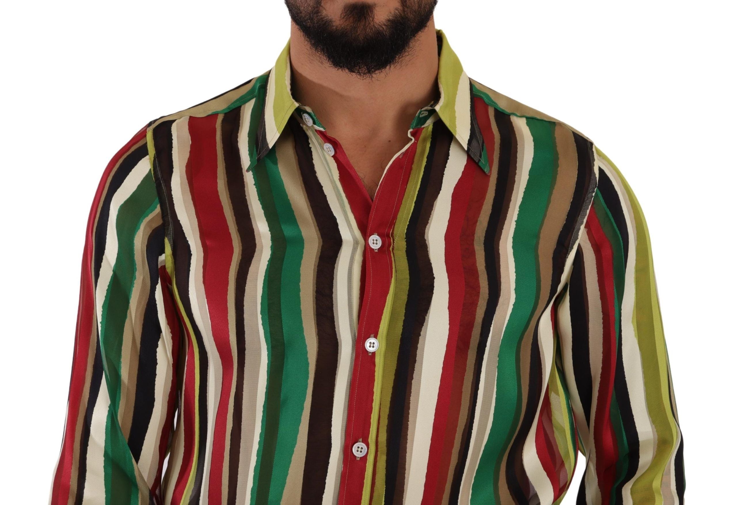 Dolce & Gabbana Elegant Multicolor Striped Silk Blend Men's Shirt