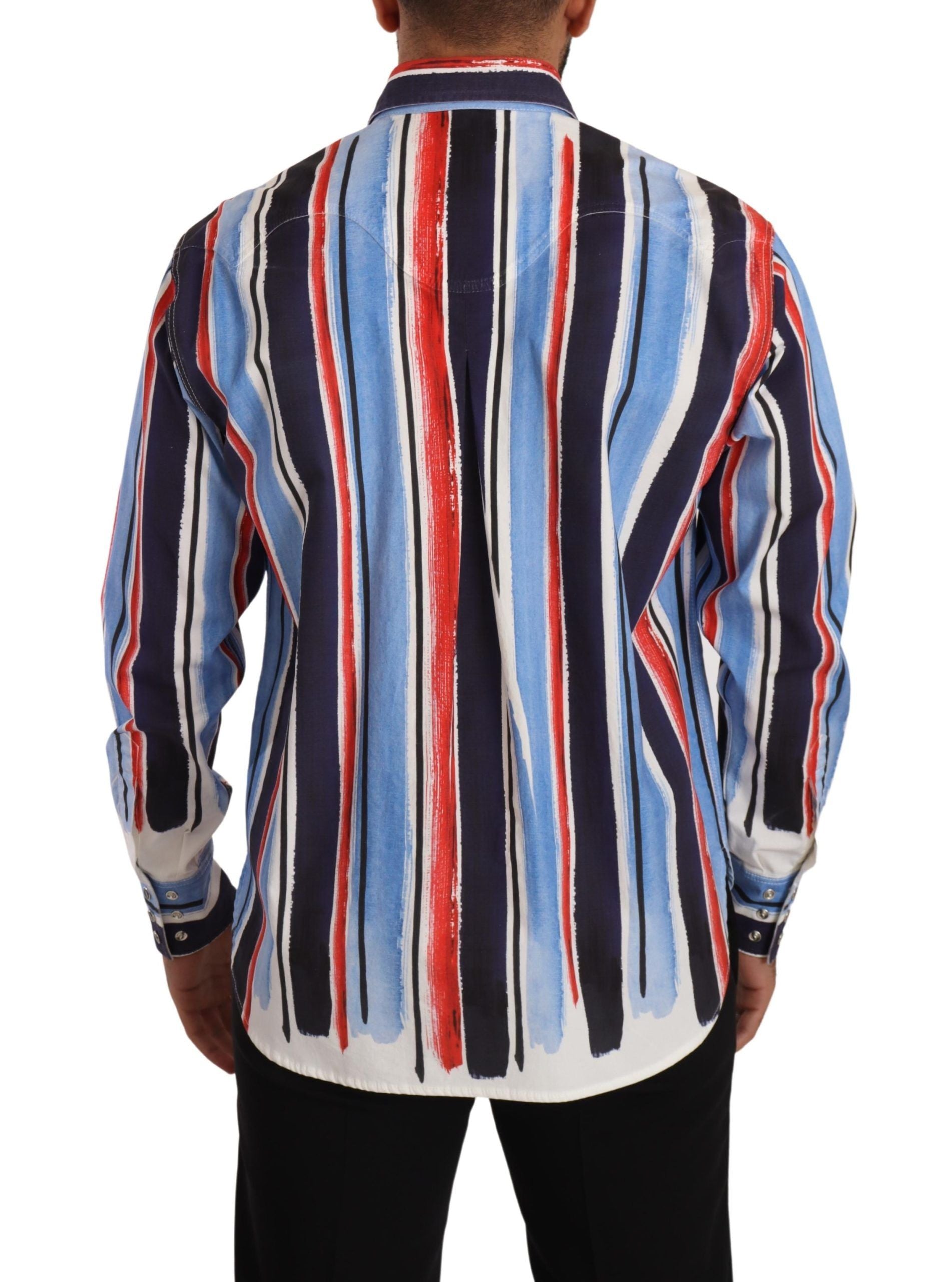 Dolce & Gabbana Elegant Striped Cotton Shirt with Men's Pockets