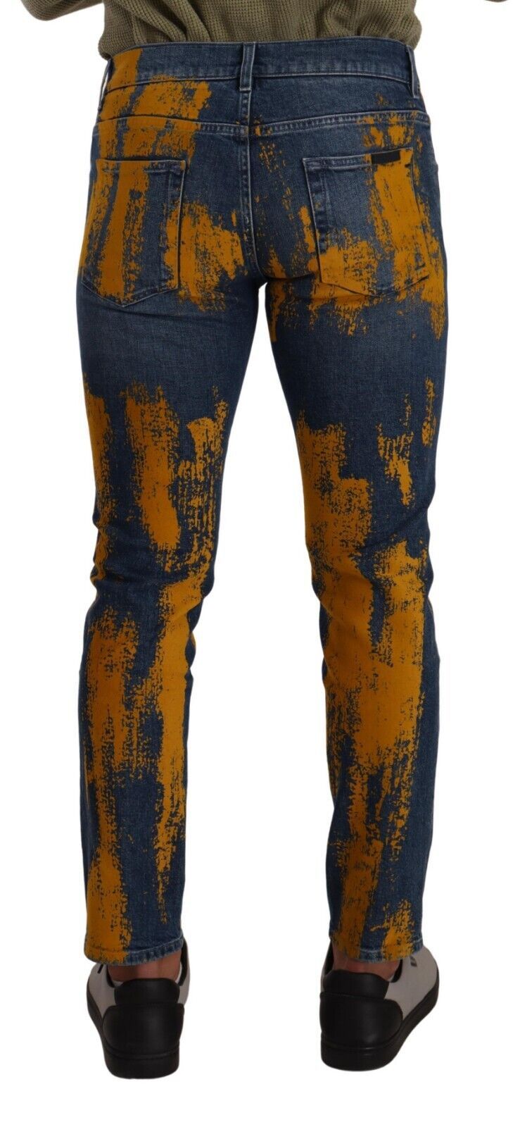 Dolce & Gabbana Blue Yellow Dye Cotton Skinny Men Denim Men's Jeans