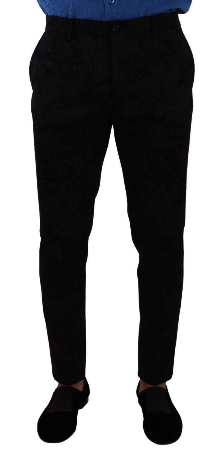 Dolce & Gabbana Elegant Slim Fit Dress Pants in Black Men's Brocade