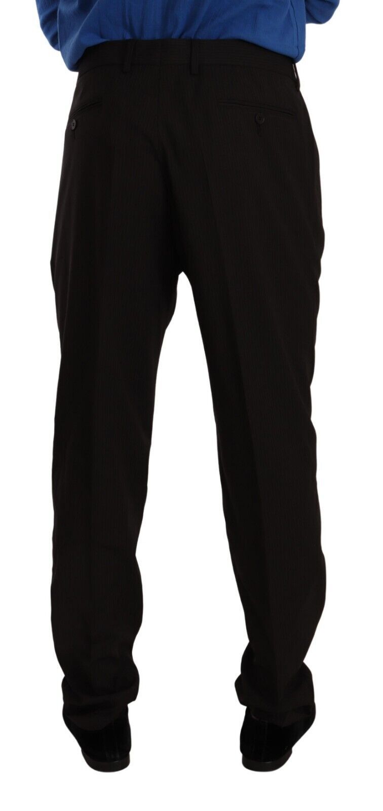 Dolce & Gabbana Elegant Brown Striped Wool Dress Men's Pants