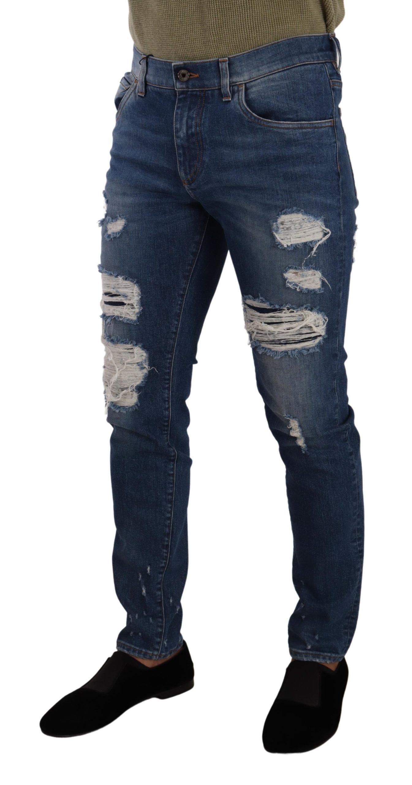Dolce & Gabbana Blue Wash Cotton Stretch Slim Fit Denim Men's Jeans