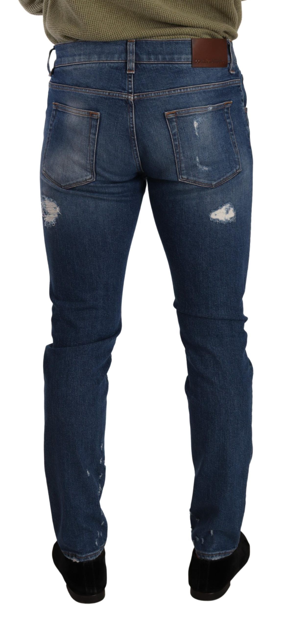 Dolce & Gabbana Blue Wash Cotton Stretch Slim Fit Denim Men's Jeans