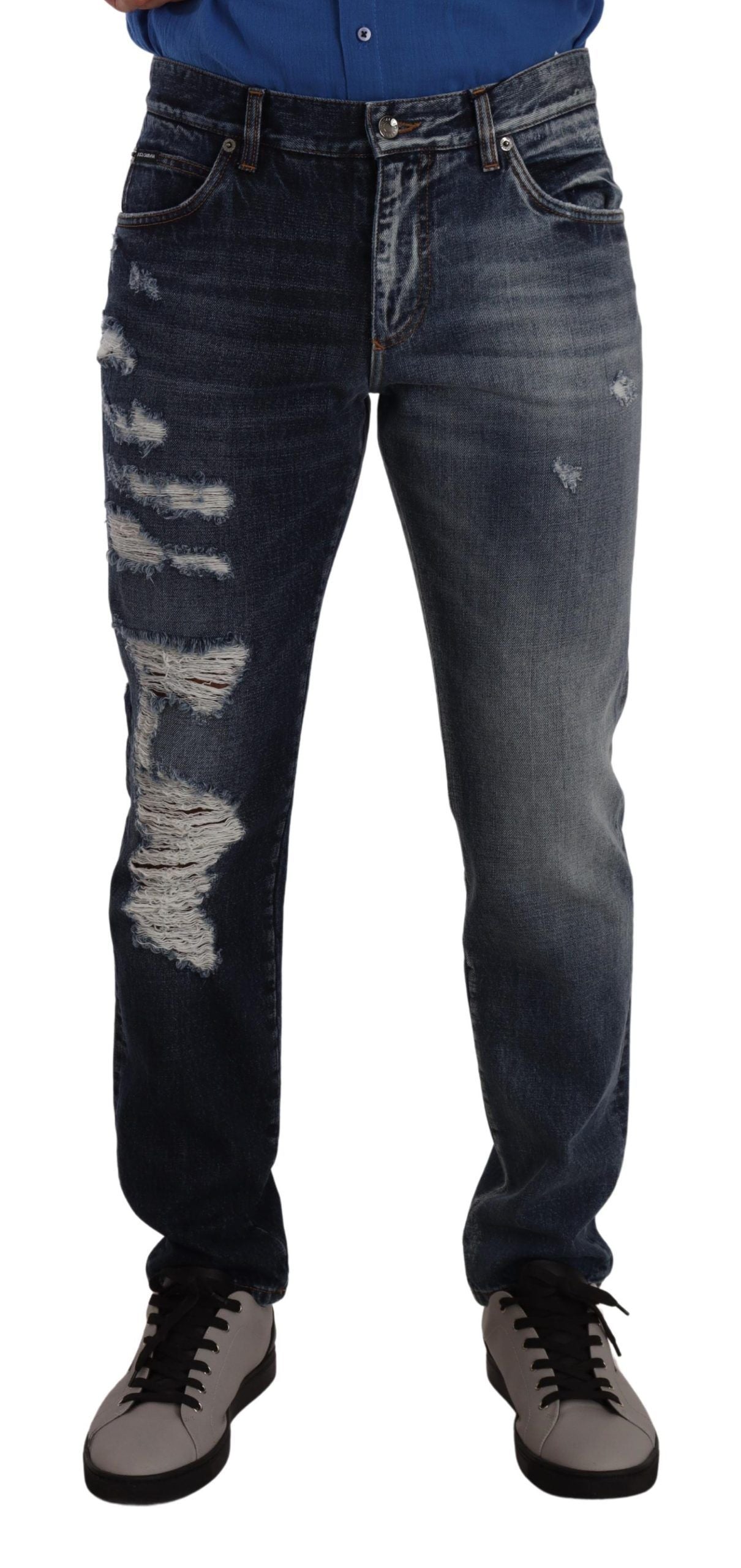 Dolce & Gabbana Chic Tattered Denim Men's Jeans