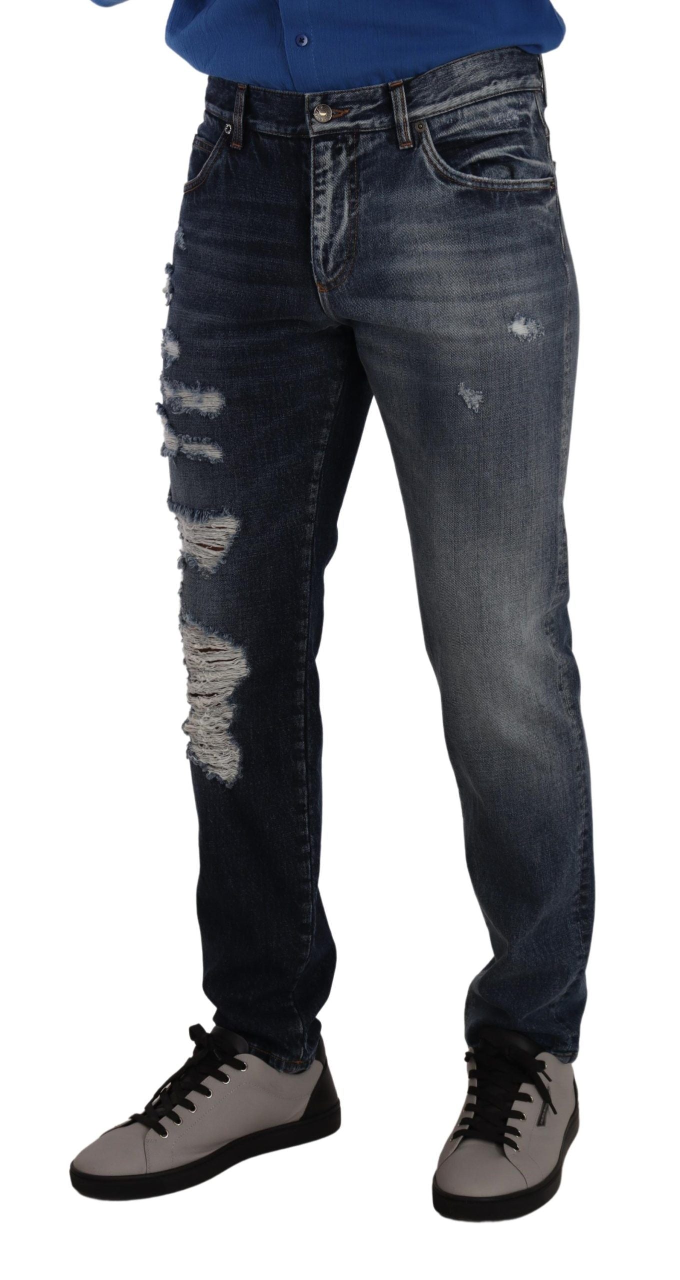 Dolce & Gabbana Chic Tattered Denim Men's Jeans