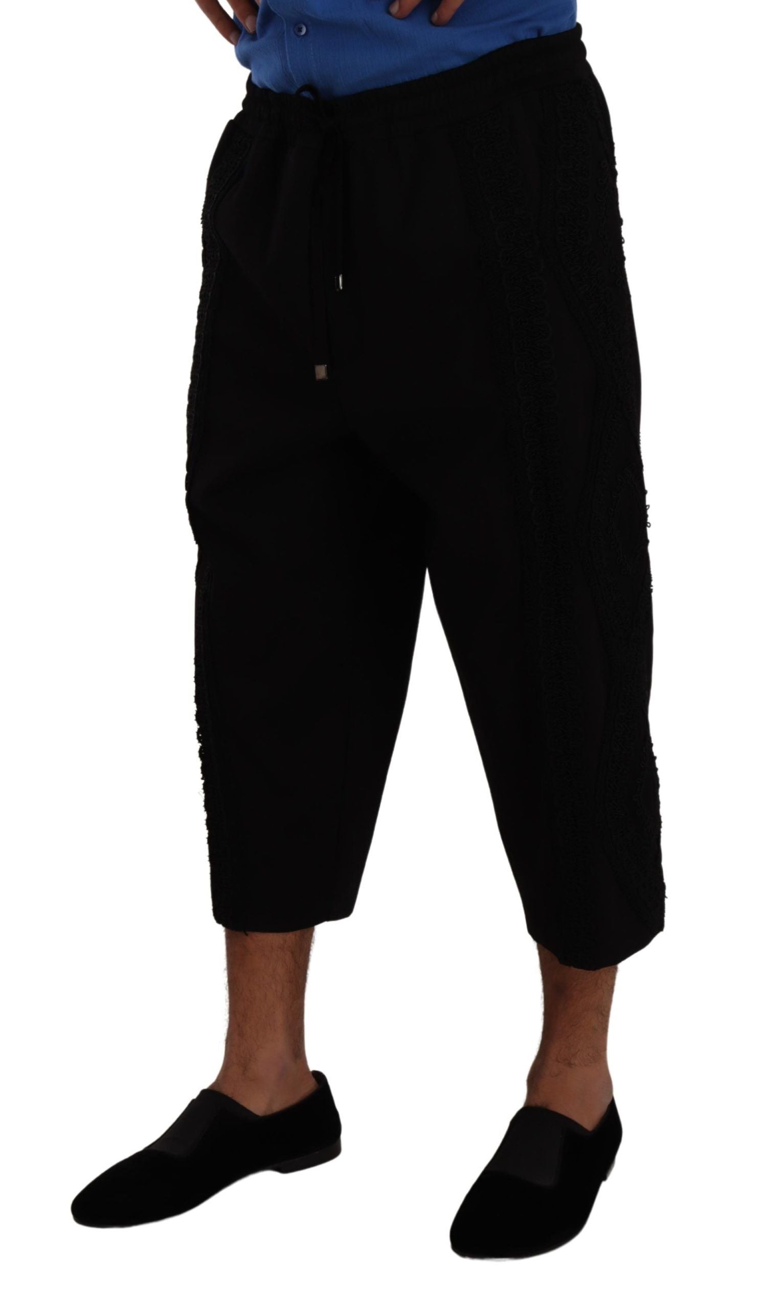 Dolce & Gabbana Black Cotton Torero SweatMen's Shorts Men's Pants