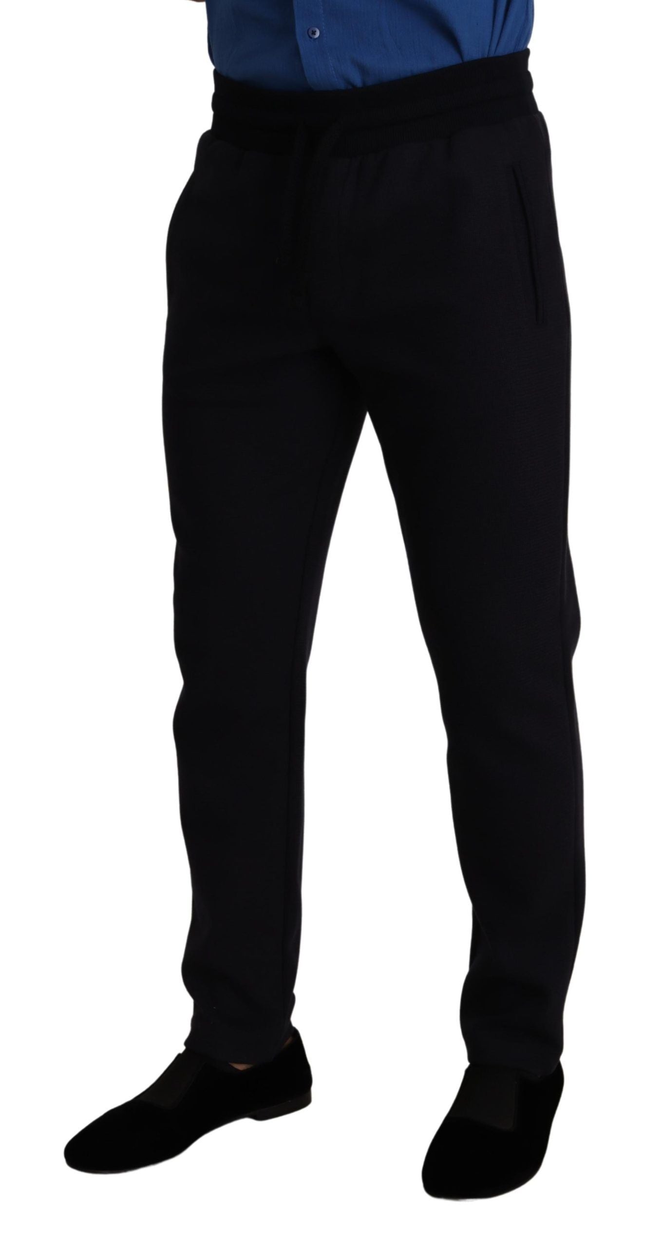Dolce & Gabbana Blue Cotton Stretch Jogging Trouser Men's Pants