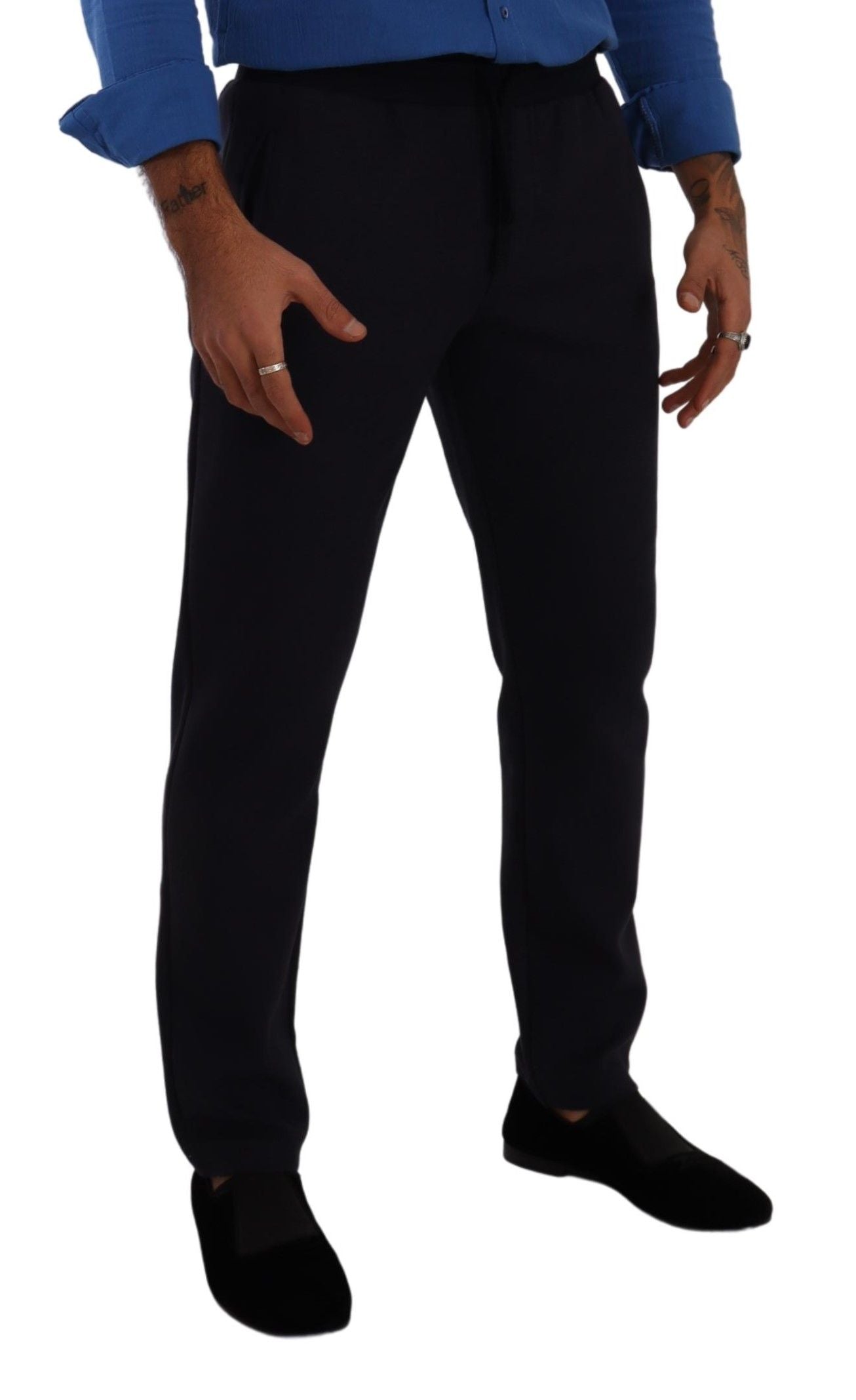 Dolce & Gabbana Blue Cotton Stretch Jogging Trouser Men's Pants
