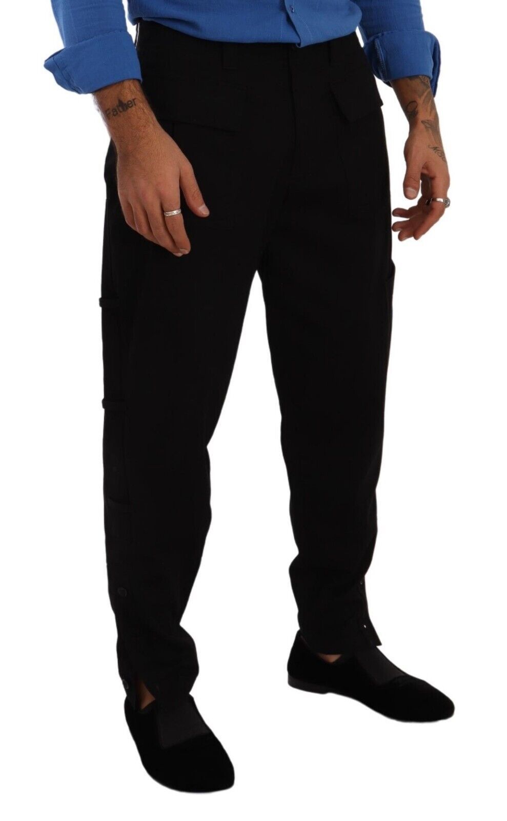 Dolce & Gabbana Chic Black Cargo Pants with Stretch Men's Comfort