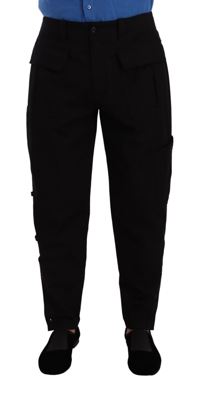 Dolce & Gabbana Chic Black Cargo Pants with Stretch Men's Comfort