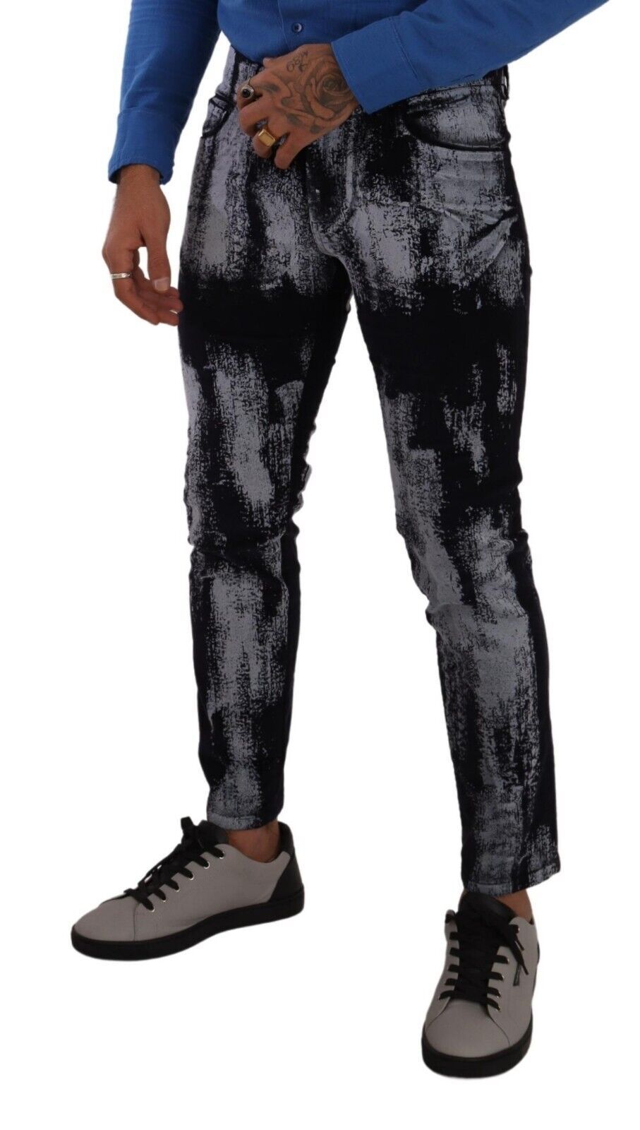 Dolce & Gabbana Blue and White Skinny Stretch Men's Jeans