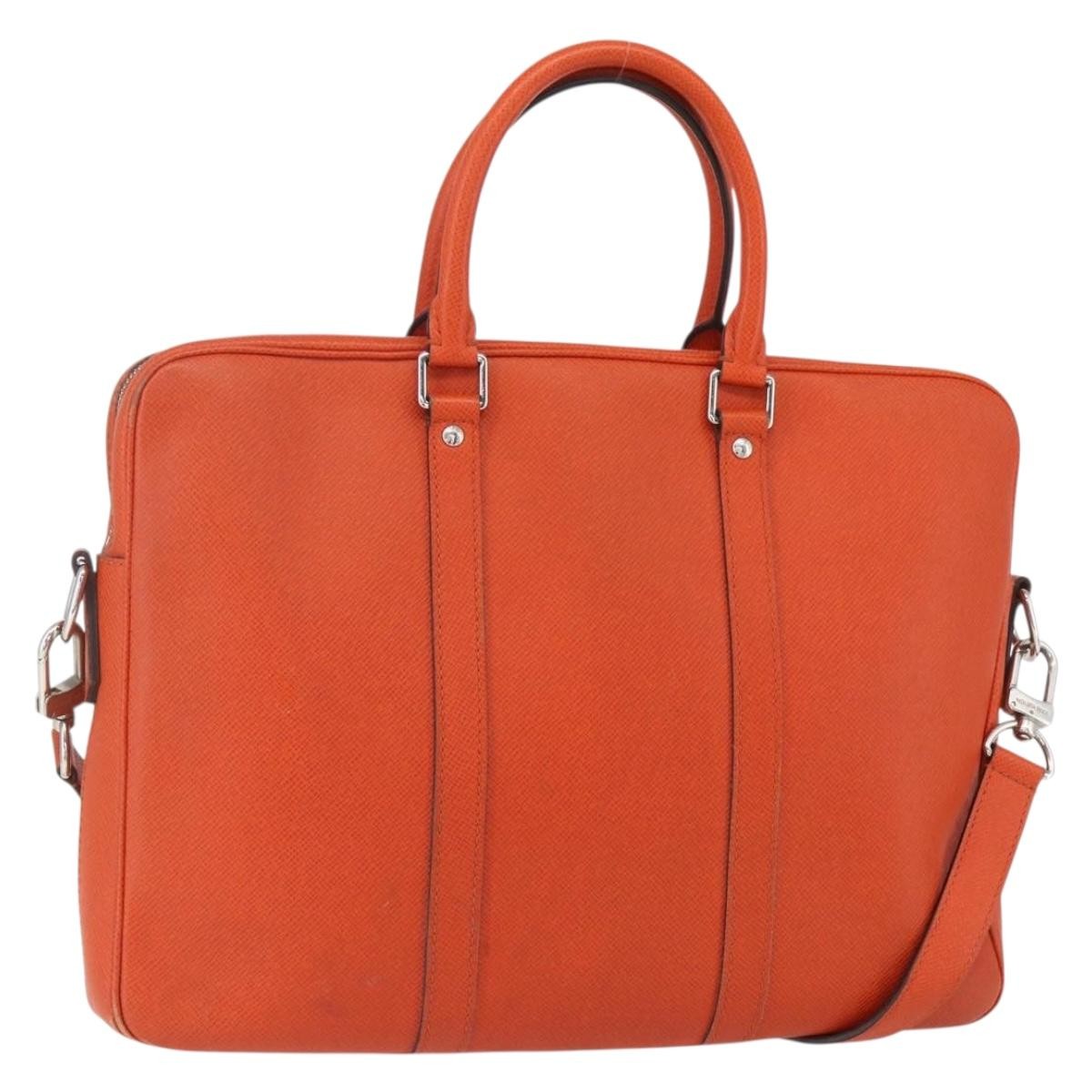 Louis Vuitton Porte-Documents Voyage Taiga Leather Orange Leather Briefcase Bag (Pre-Owned)