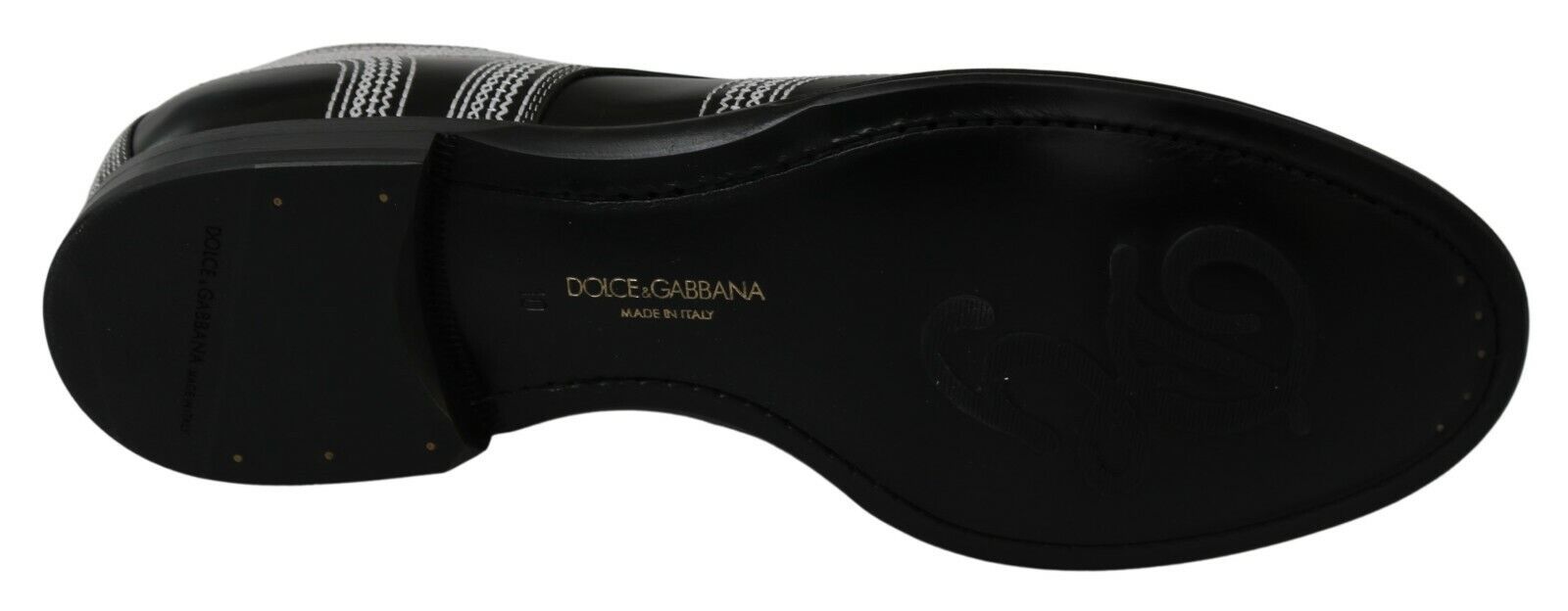 Dolce & Gabbana Black Leather Derby Formal White Lace Men's Shoes