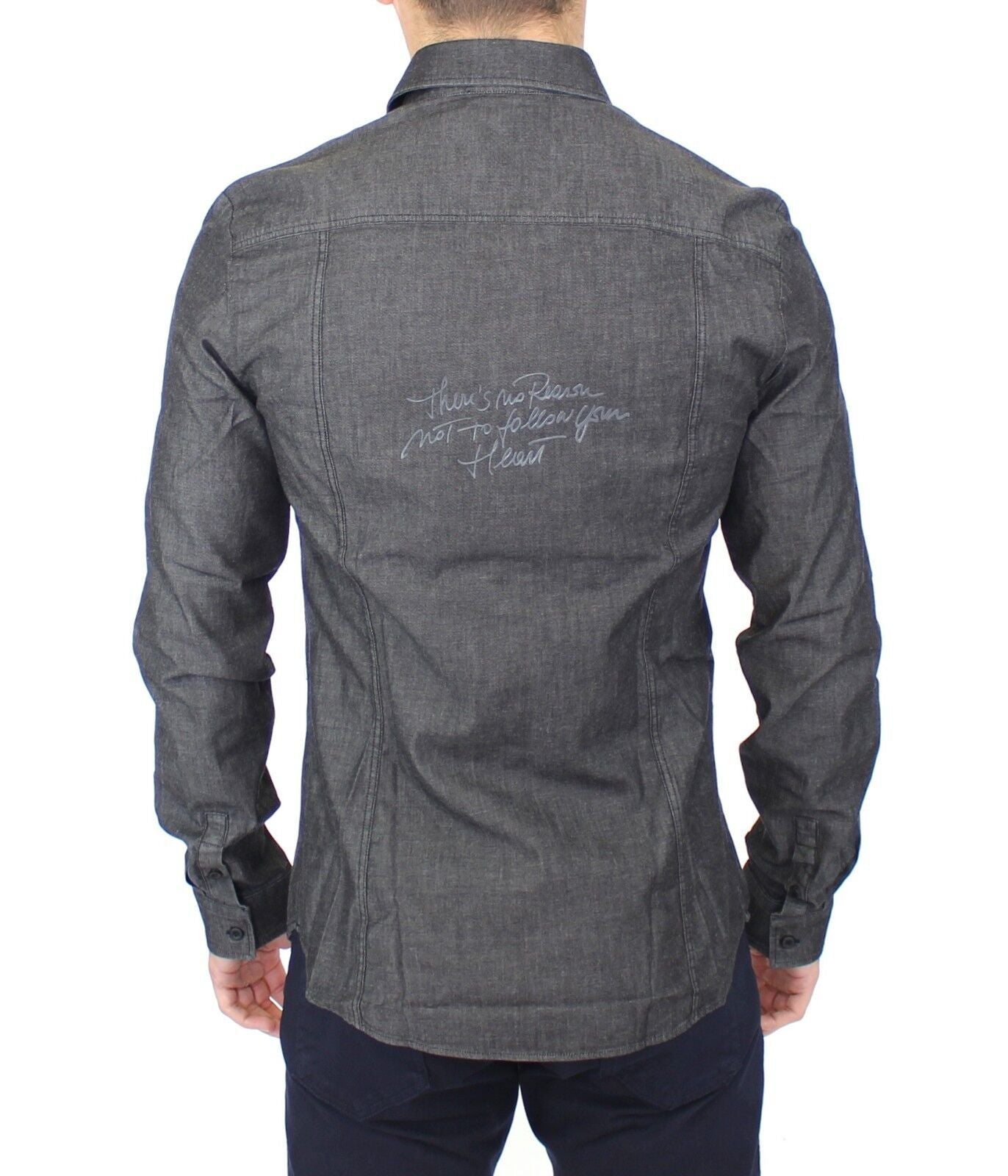 Ermanno Scervino Denim Jeans Cotton Casual Gray Stretch Men's Shirt