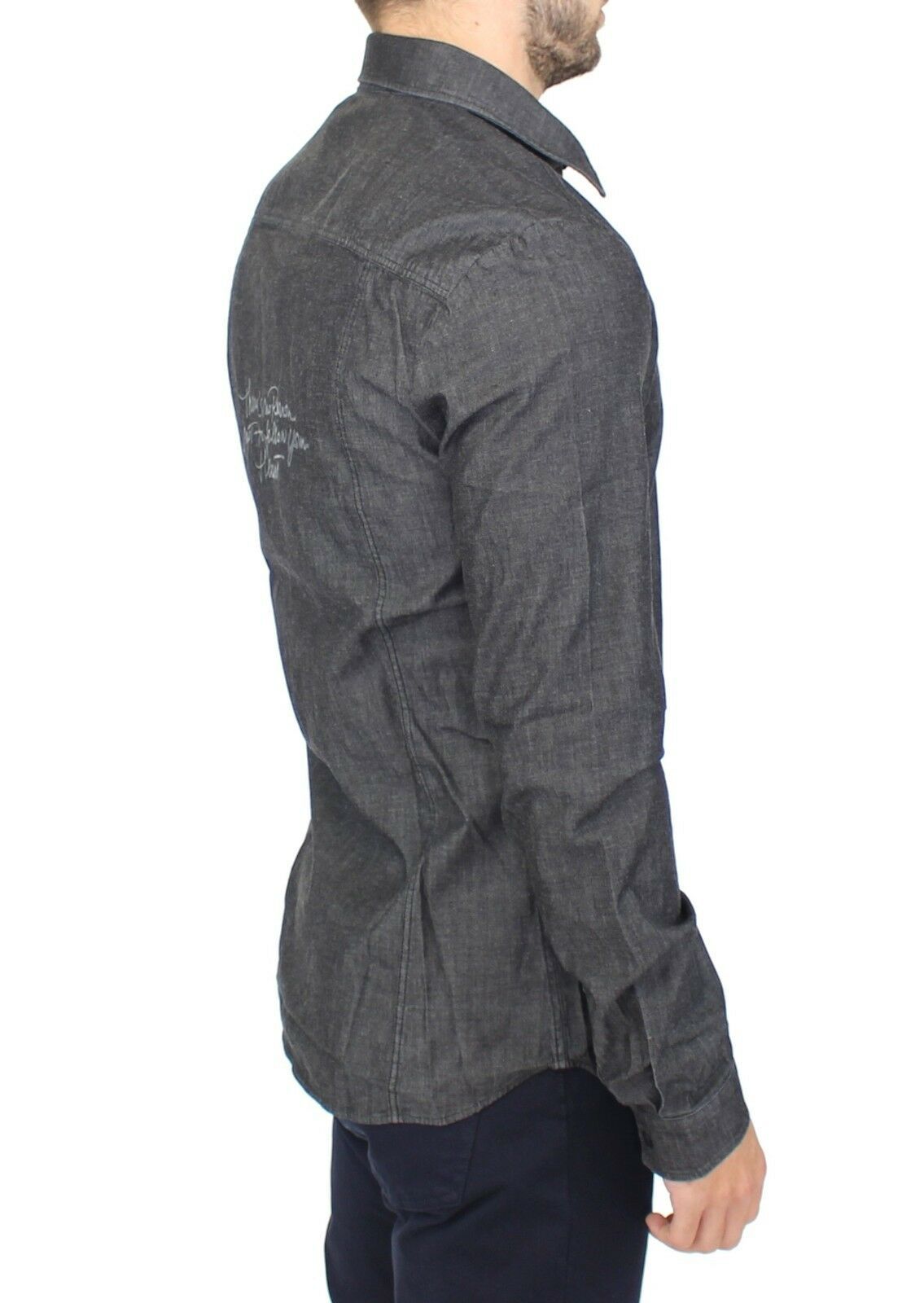 Ermanno Scervino Denim Jeans Cotton Casual Gray Stretch Men's Shirt