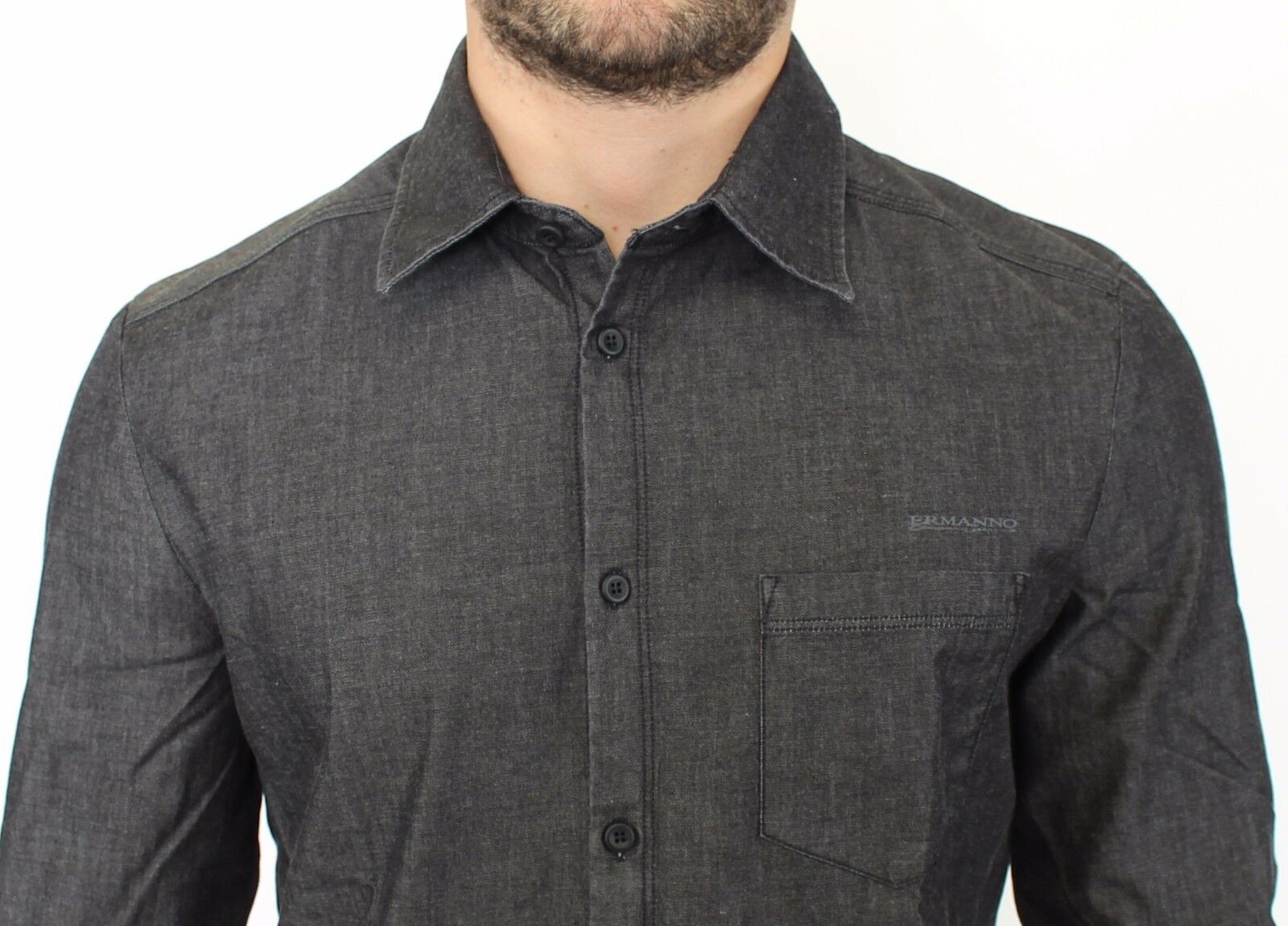 Ermanno Scervino Denim Jeans Cotton Casual Gray Stretch Men's Shirt