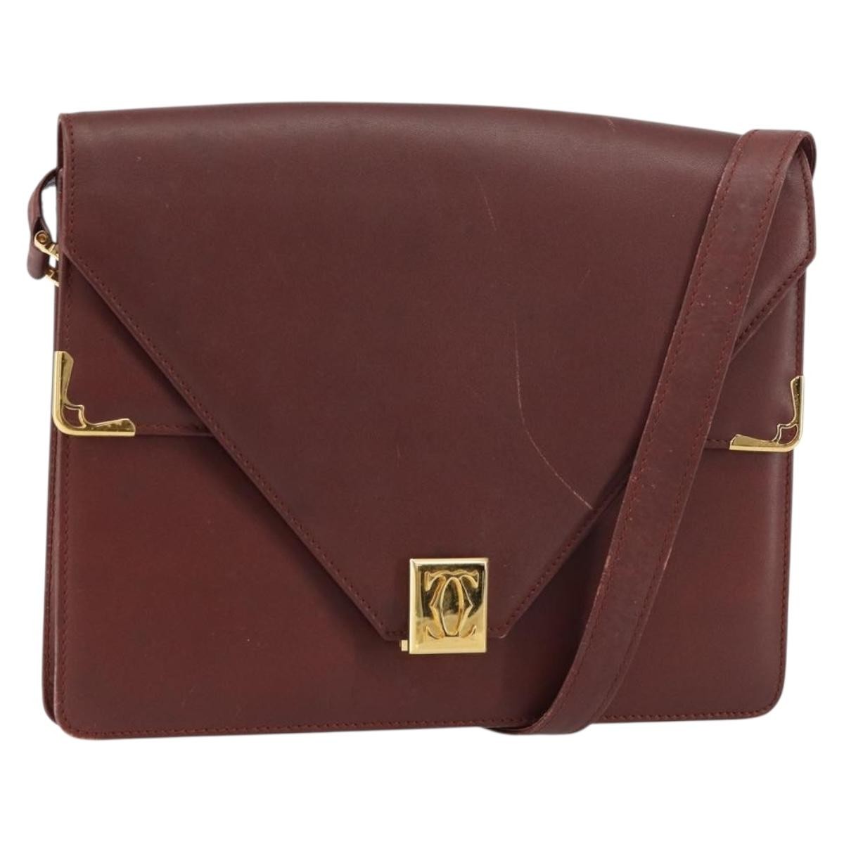 Cartier Must De Cartier Leather Burgundy Leather Shoulder Bag Bag (Pre-Owned)