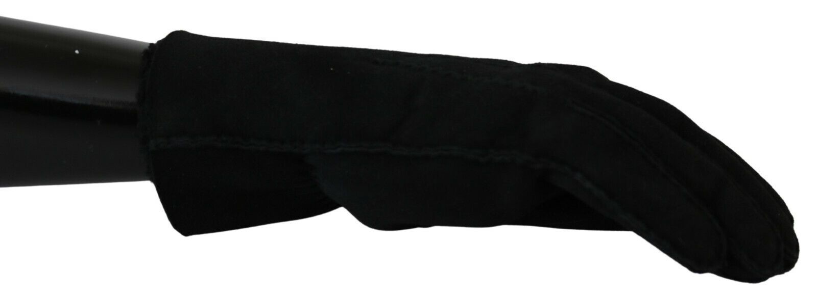 Dolce & Gabbana Black Leather Motorcycle Biker Mitten Men's Gloves