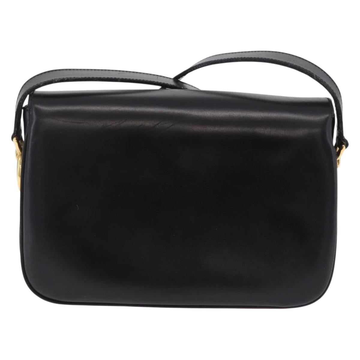 Celine Flap Shoulder Leather Black Leather Shoulder Bag Bag (Pre-Owned)