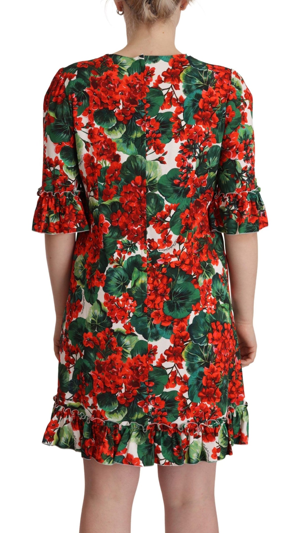 Dolce & Gabbana Multicolor Red Floral Shift Gown Women's Dress
