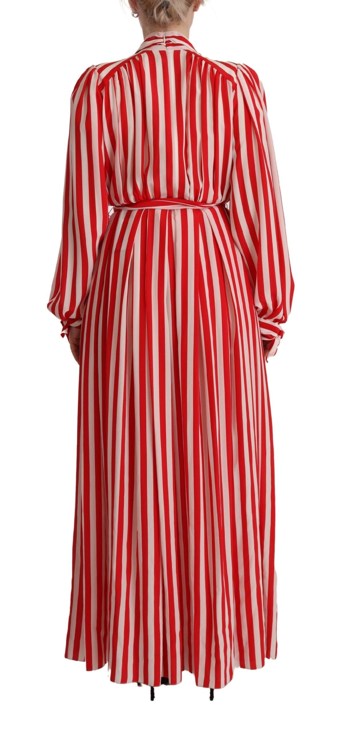 Dolce & Gabbana White Red Silk A-Line Shift Gown Women's Dress