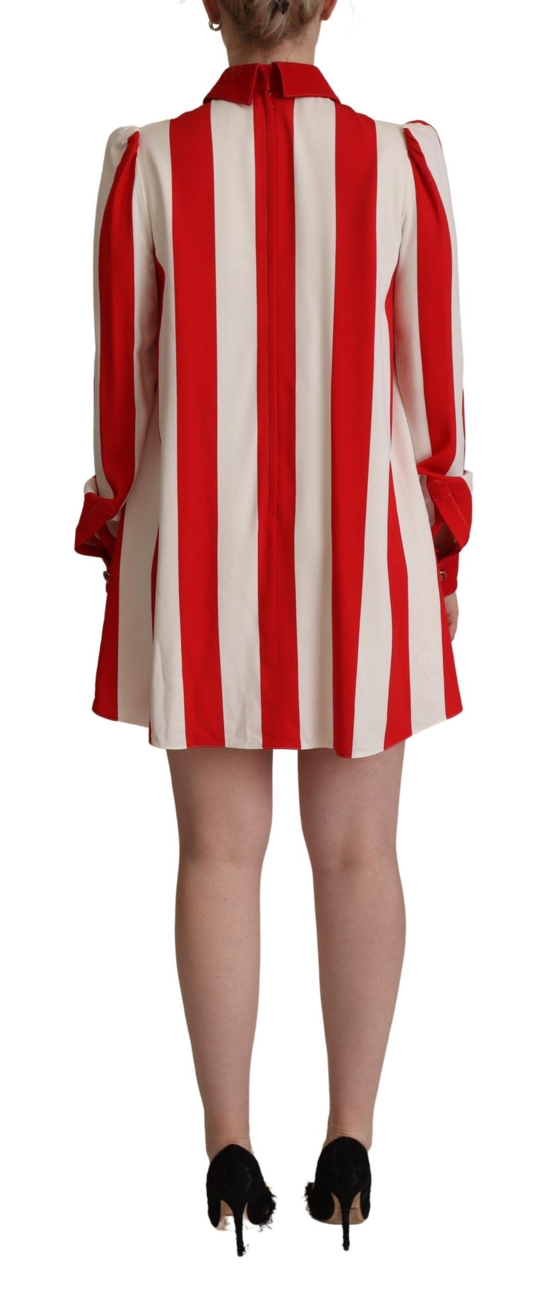 Dolce & Gabbana White Red Stretch Mini Shirt Gown Women's Dress