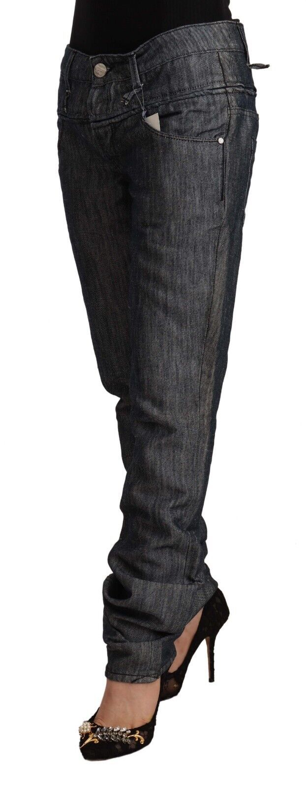 Acht Dark Gray Ramie Mid Wide Waist Straight Denim Women's Jeans