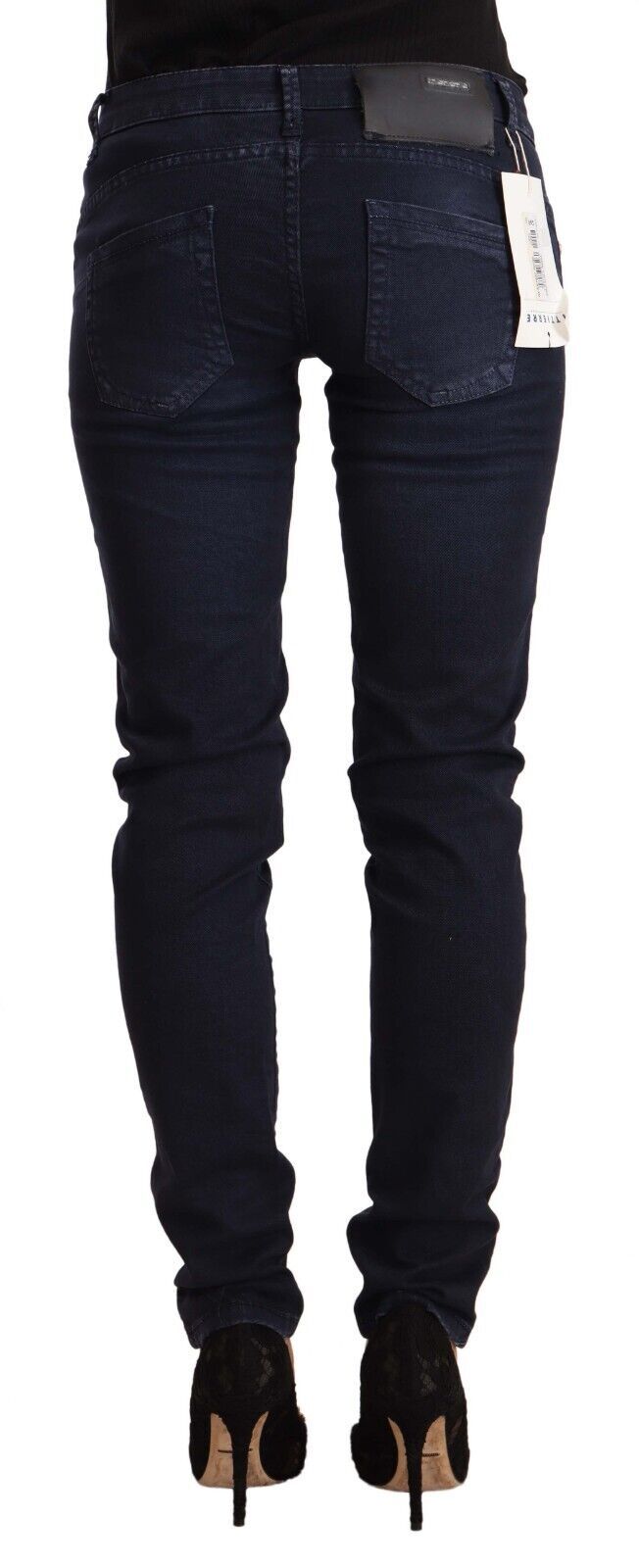 Acht Blue Washed Cotton Low Waist Slim Fit Denim Women's Jeans