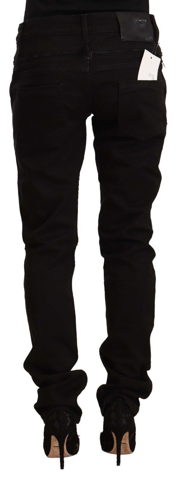 Acht Black Low Waist Cotton Stretch Denim Skinny Women's Jeans