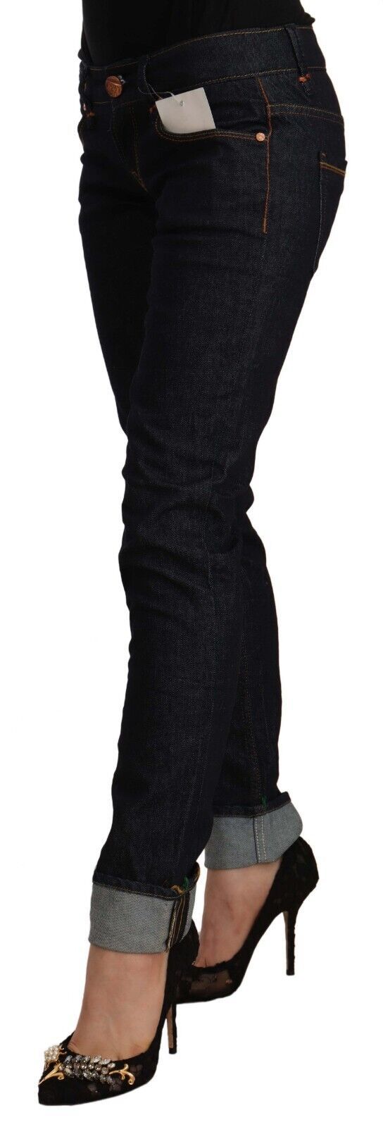 Acht Black Cotton Low Waist Slim Fit Denim Women's Jeans