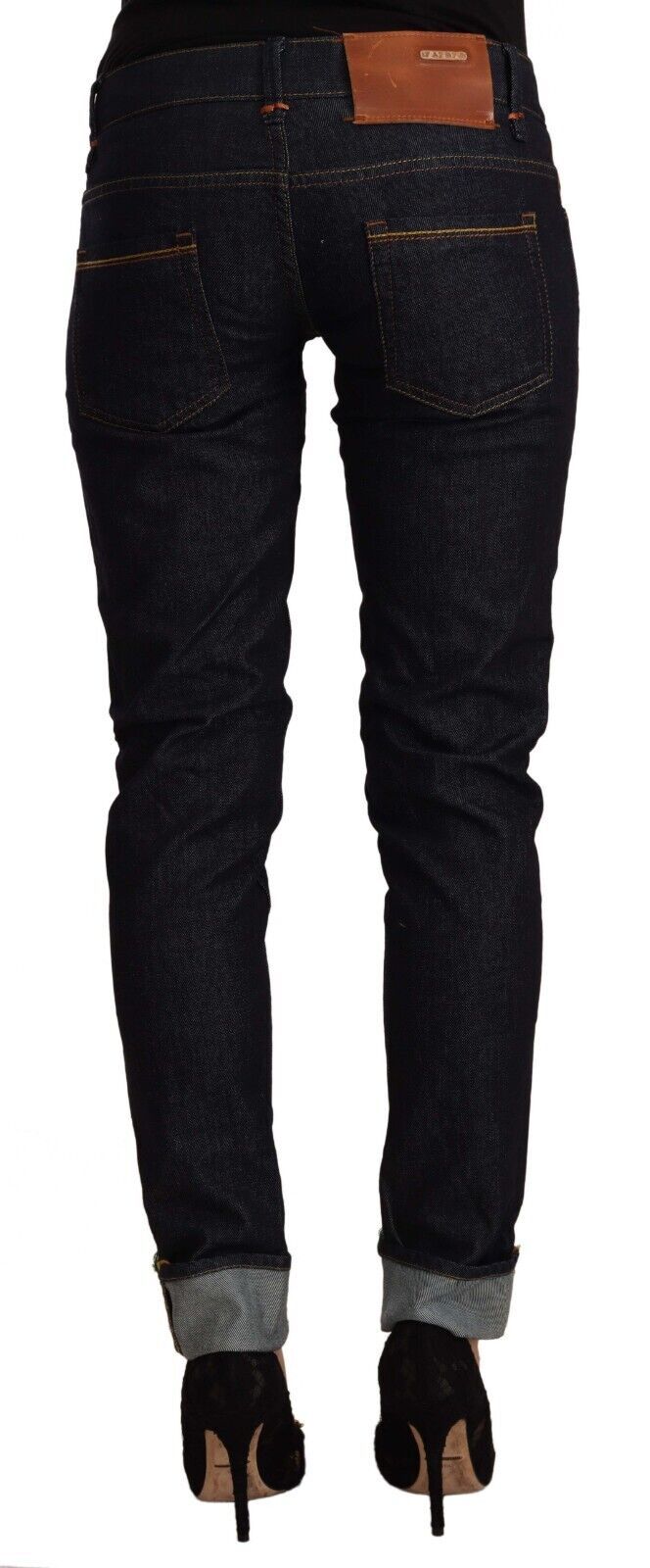 Acht Black Cotton Low Waist Slim Fit Denim Women's Jeans