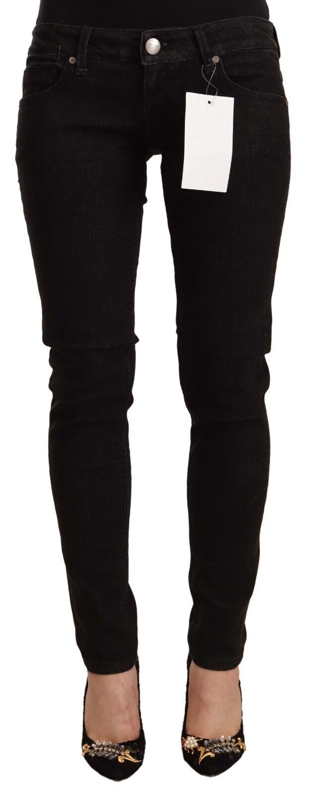 Acht Sleek Skinny Low Waist Black Women's Jeans