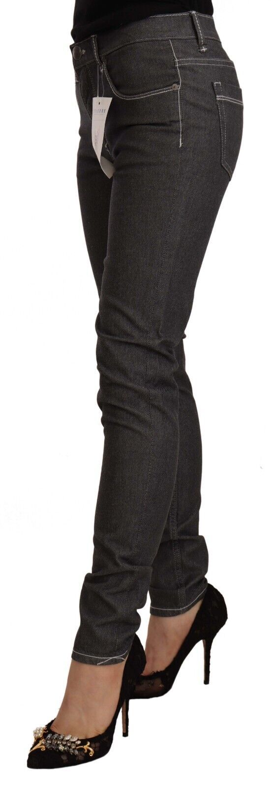 Acht Chic Mid Waist Skinny Black Women's Jeans