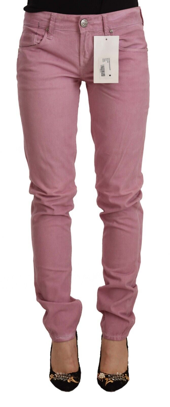 Acht Elegant Pink Slim Fit Denim Women's Jeans