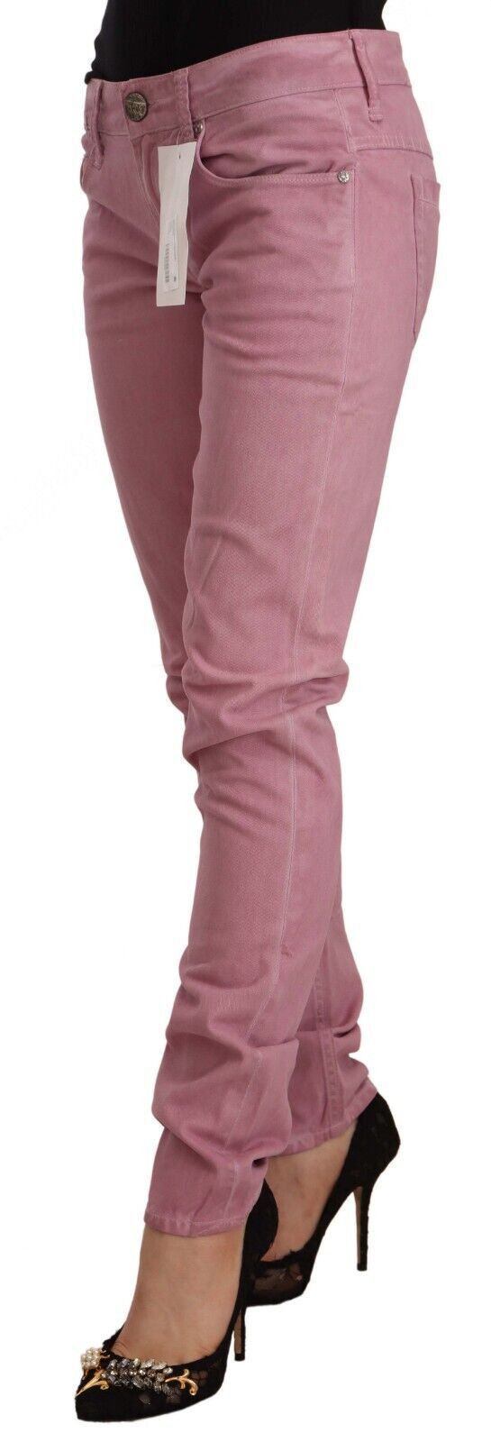 Acht Elegant Pink Slim Fit Denim Women's Jeans