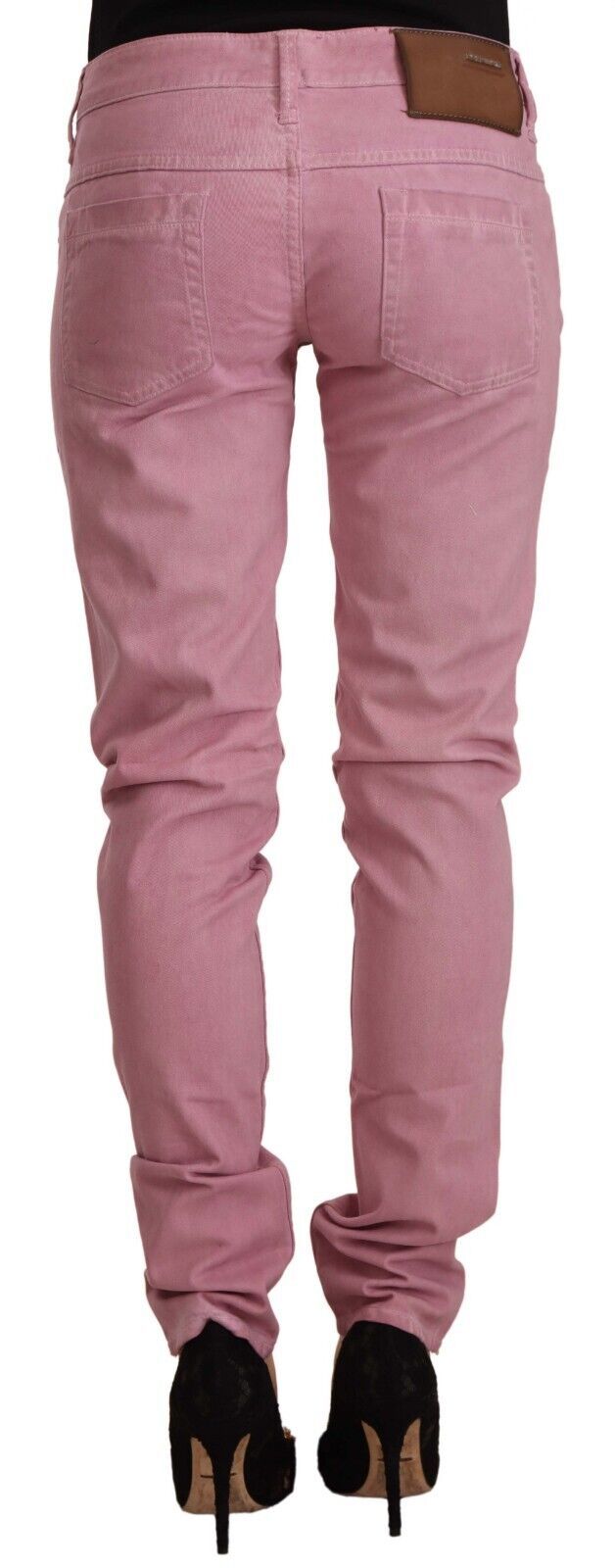 Acht Elegant Pink Slim Fit Denim Women's Jeans