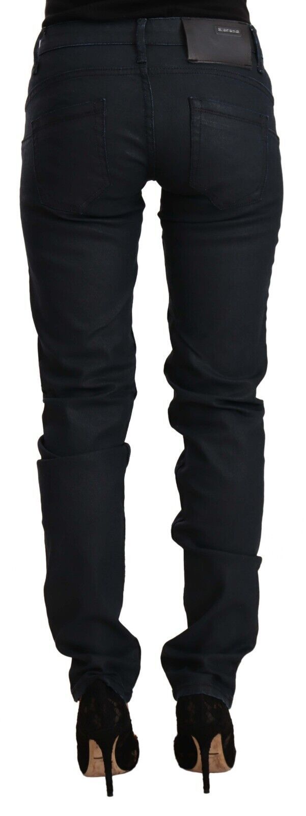 Acht Black Cotton Low Waist Slim Fit Denim Women's Jeans
