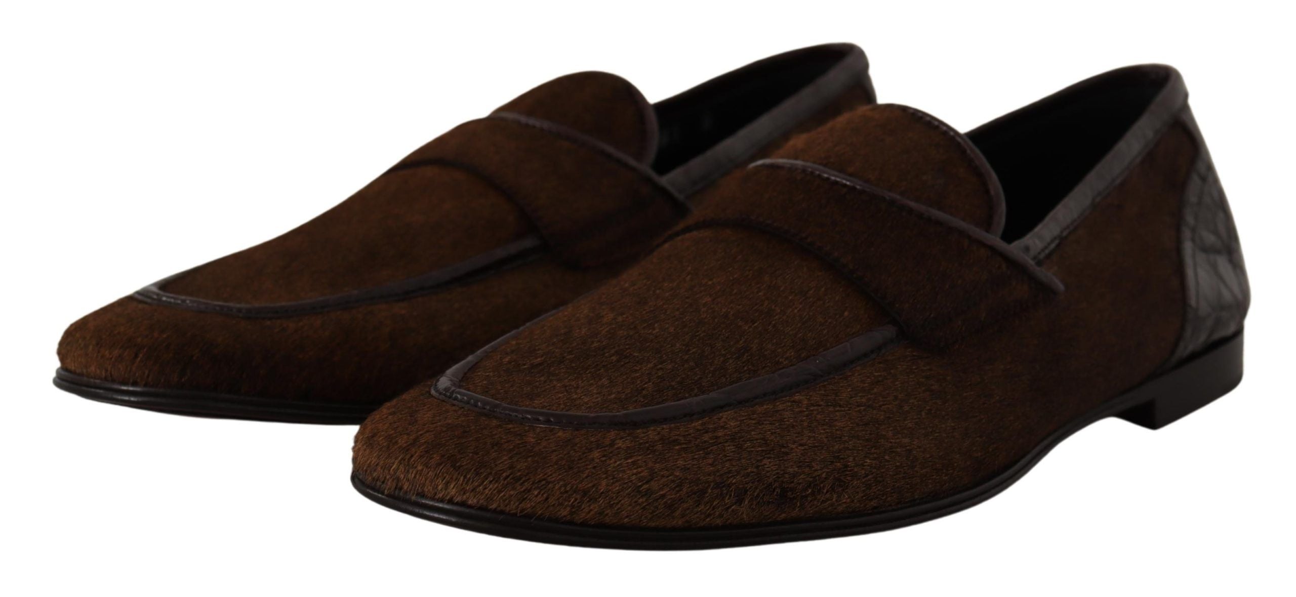 Dolce & Gabbana Men's Dress Loafers Brown Leather Slip Men's Shoes