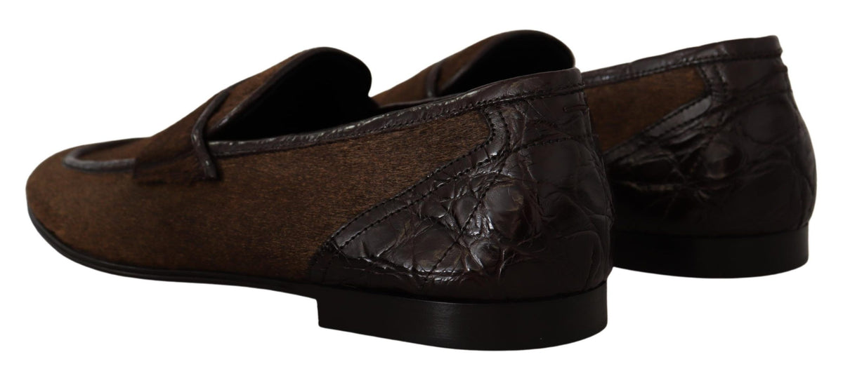 Dolce & Gabbana Men's Dress Loafers Brown Leather Slip Men's Shoes