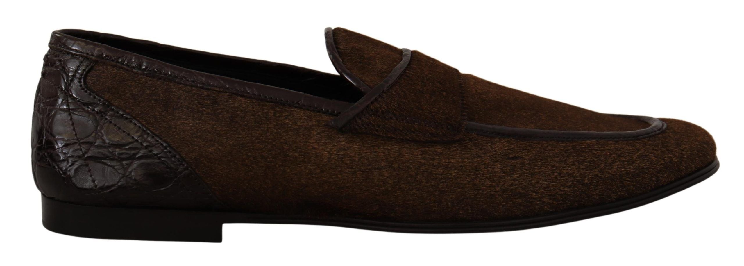 Dolce & Gabbana Men's Dress Loafers Brown Leather Slip Men's Shoes