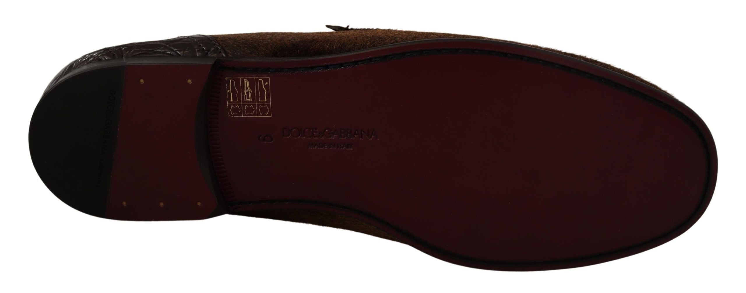 Dolce & Gabbana Elegant Brown Caiman Leather Men's Loafers